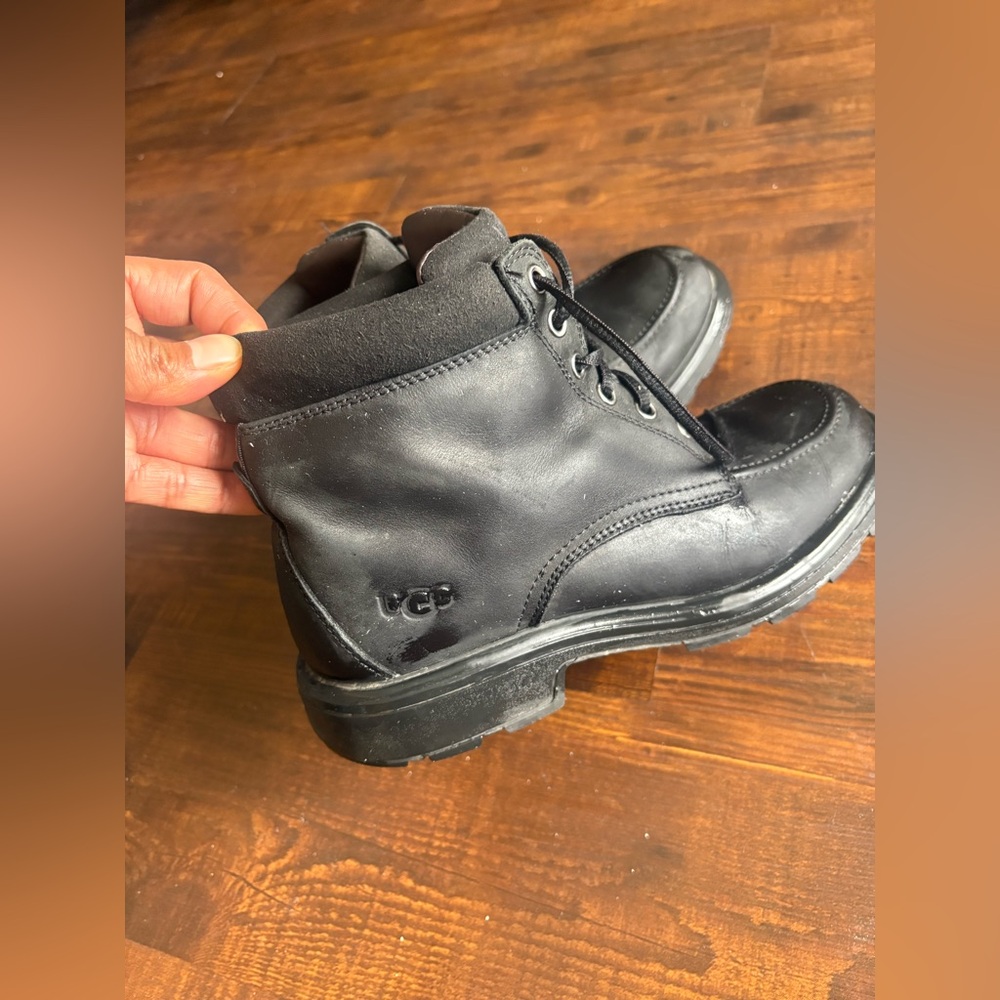UGG Black Ankle Boots with Lace-Up Design